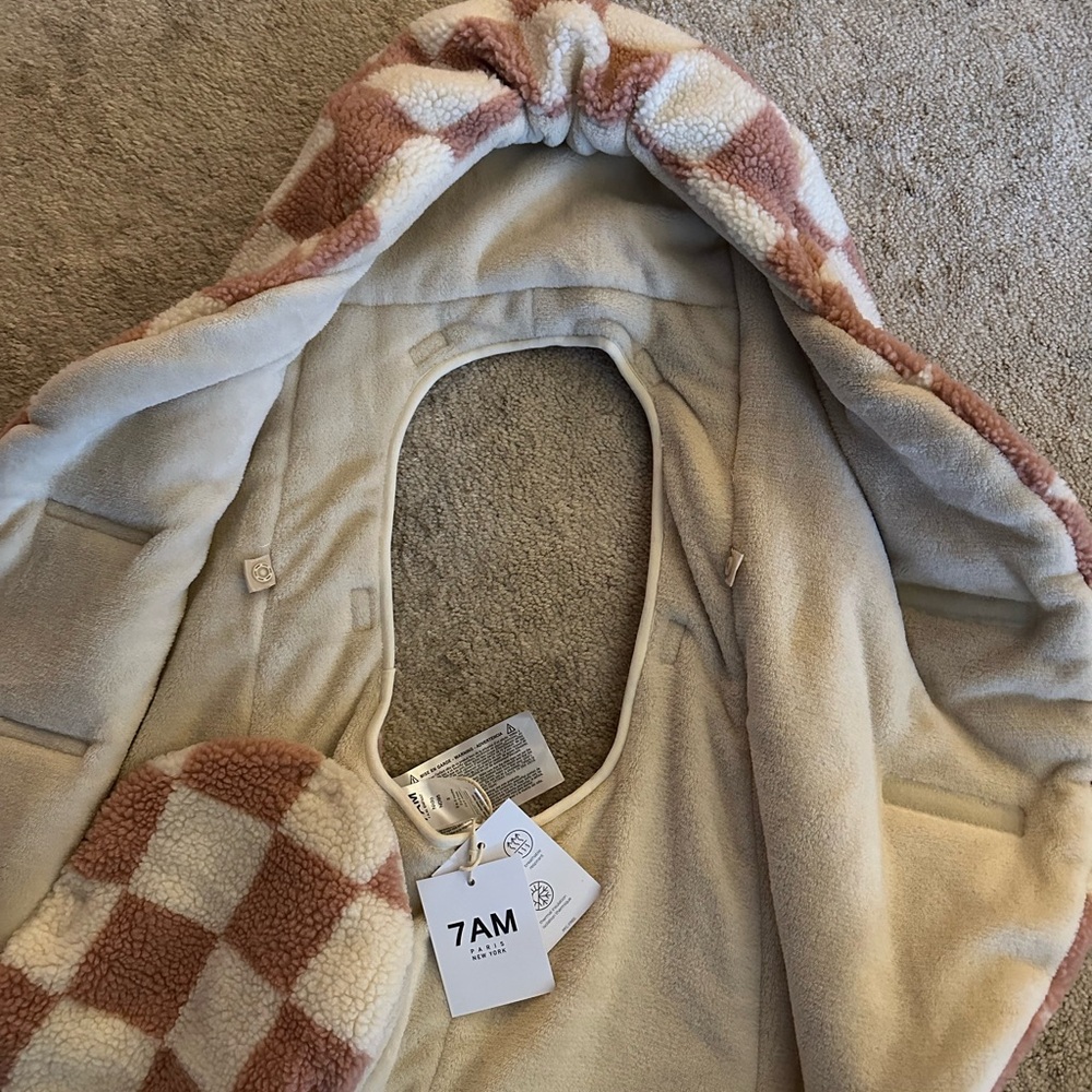 7AM Enfant Nido Pink and Cream Checkered Wrap - Picture 2 of 3